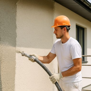 Tencuială mecanizată sau o singură mână de șpaclu la exterior